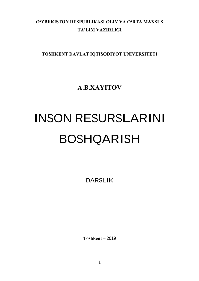 Inson resurslarini boshqarish