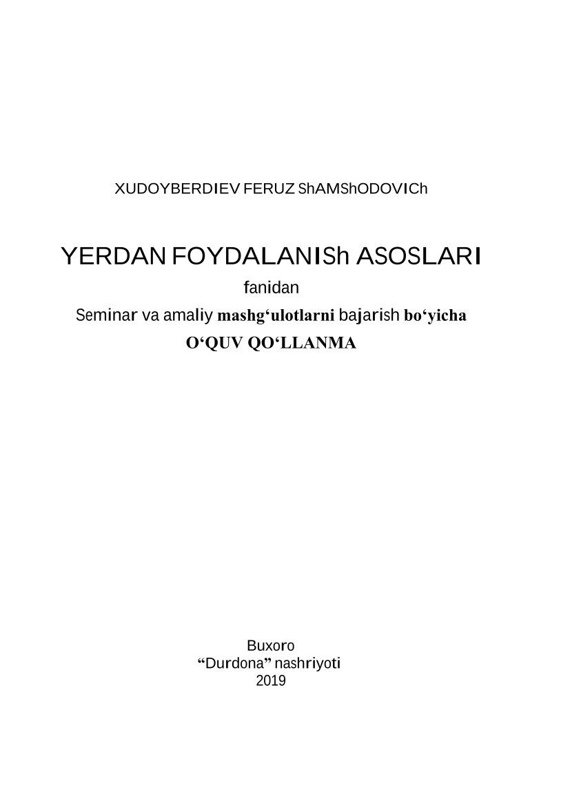 Yerdan foydalanish asoslari 