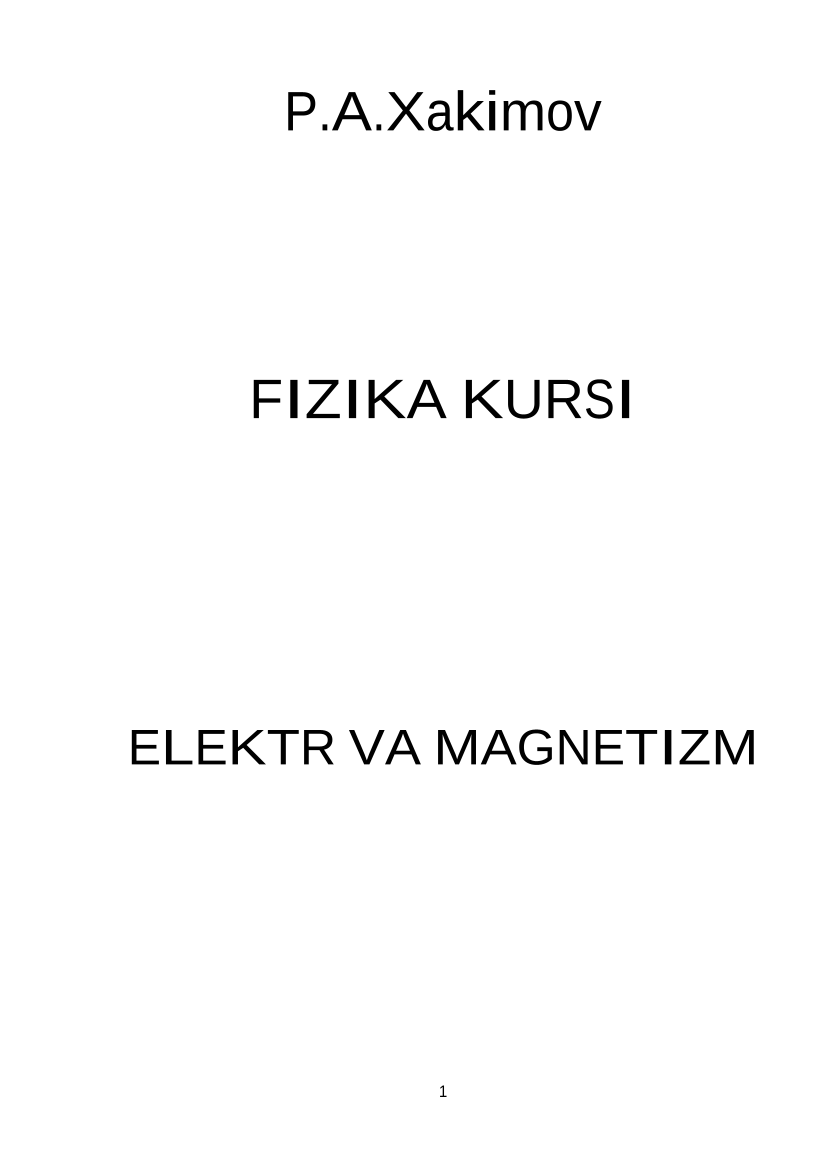 Fizika kursi Elektr va magnetizm