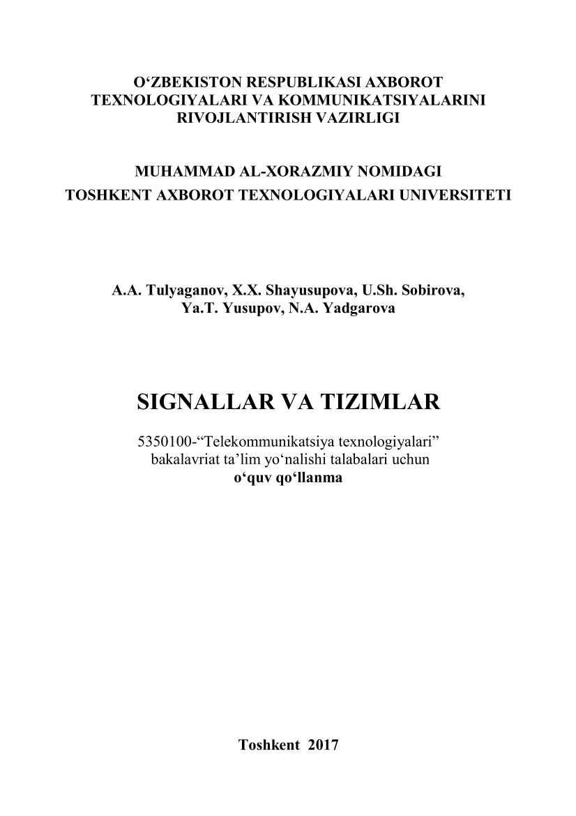 Signallar va tizimlar