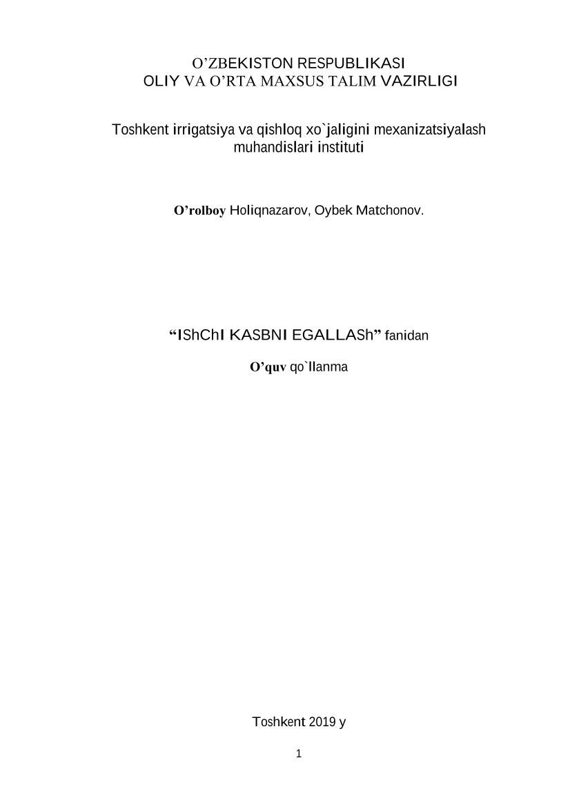 Ishchi kasbni egallash