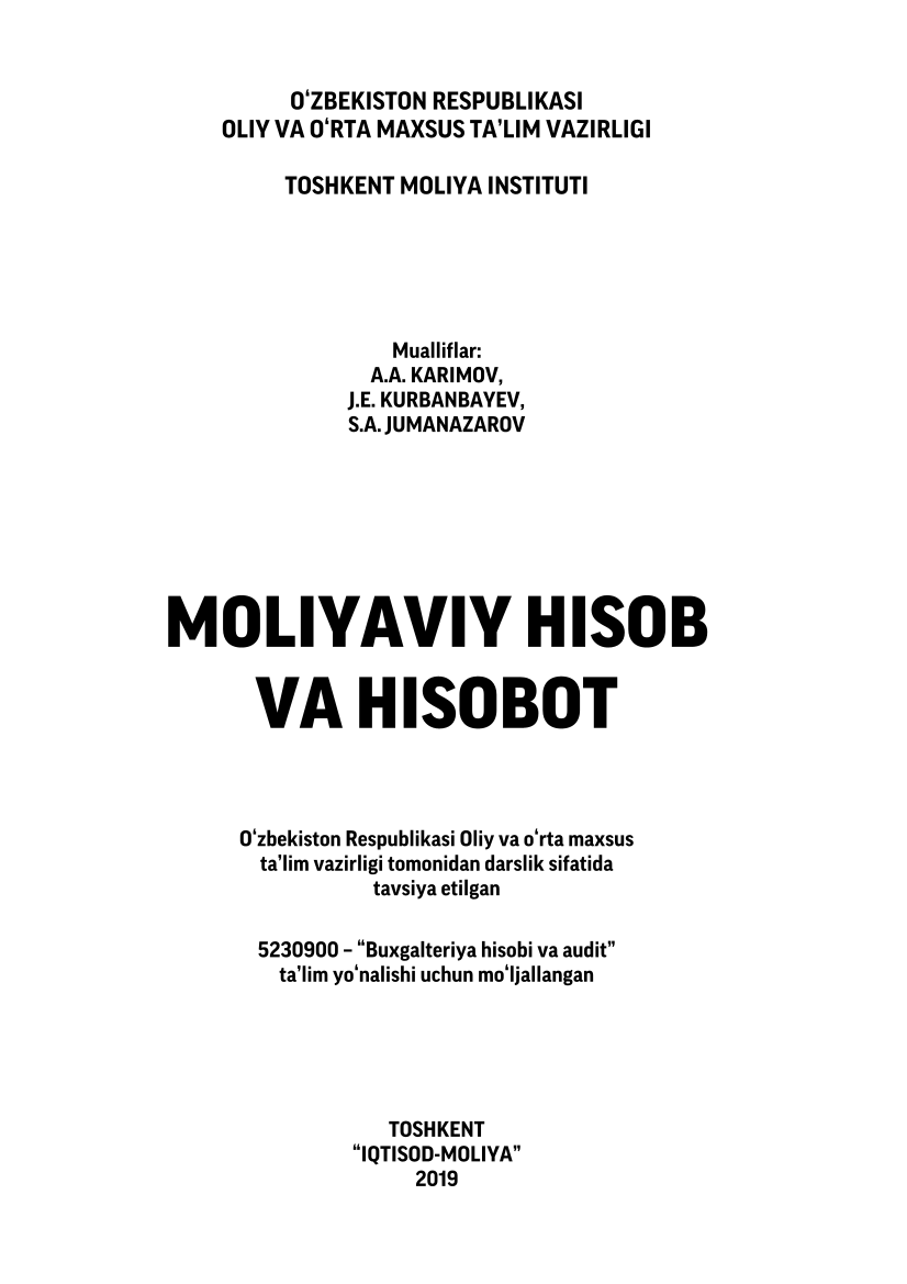 Moliyaviy hisob va hisobotlar