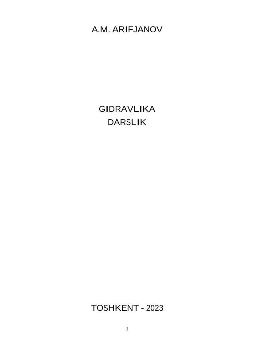 Gidravlika (I kitob)