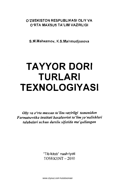 Tayyor dori turlari texnologiyasi