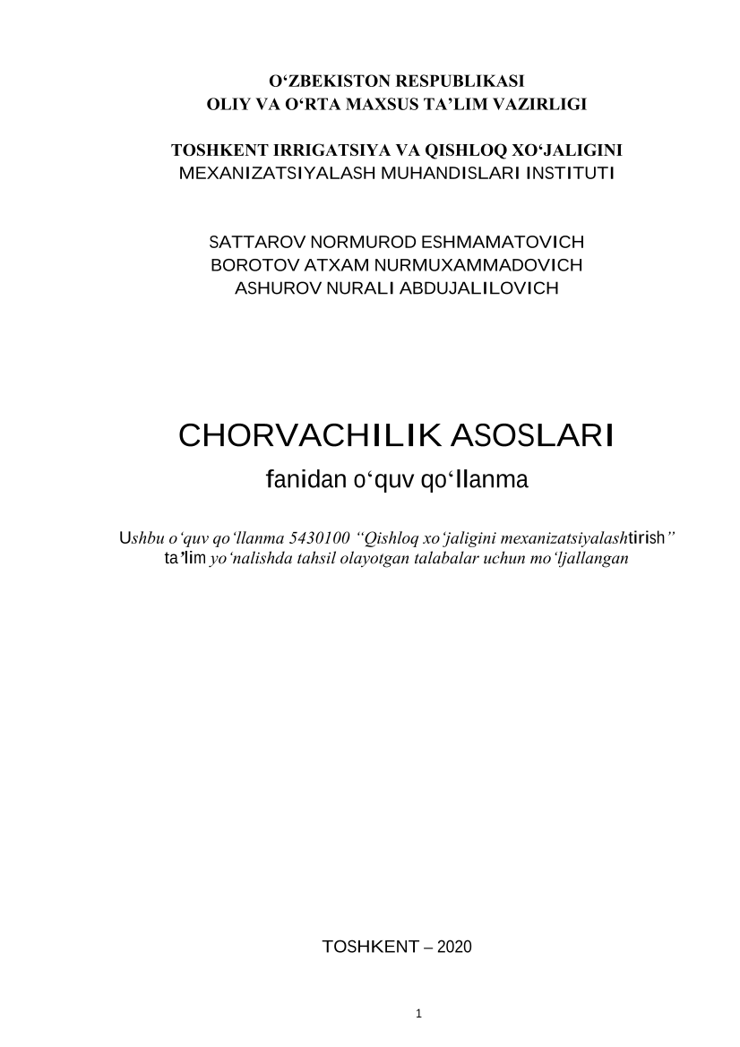 Chorvachilik asoslari