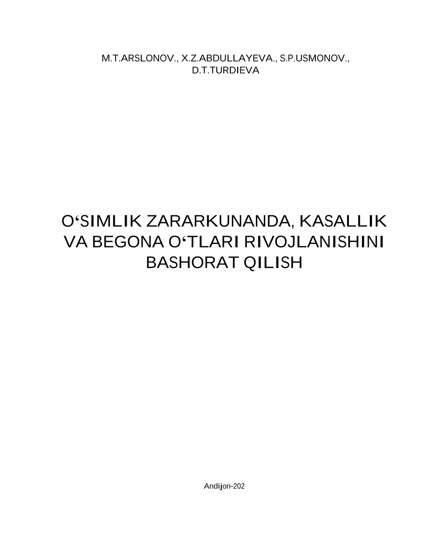 O'simliklar zararkunanda, kasallik va begona o'tlari rivojlanishini bashorat qilish