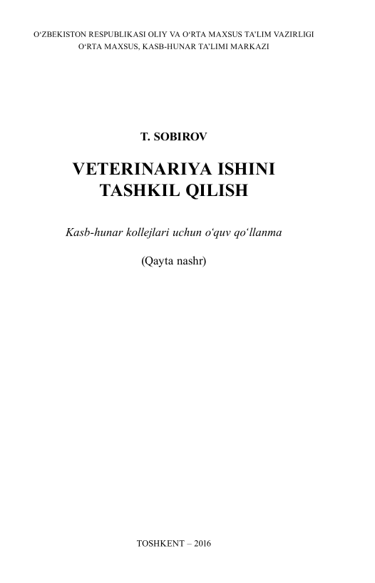 Veterinariya ishini tashkil qilish