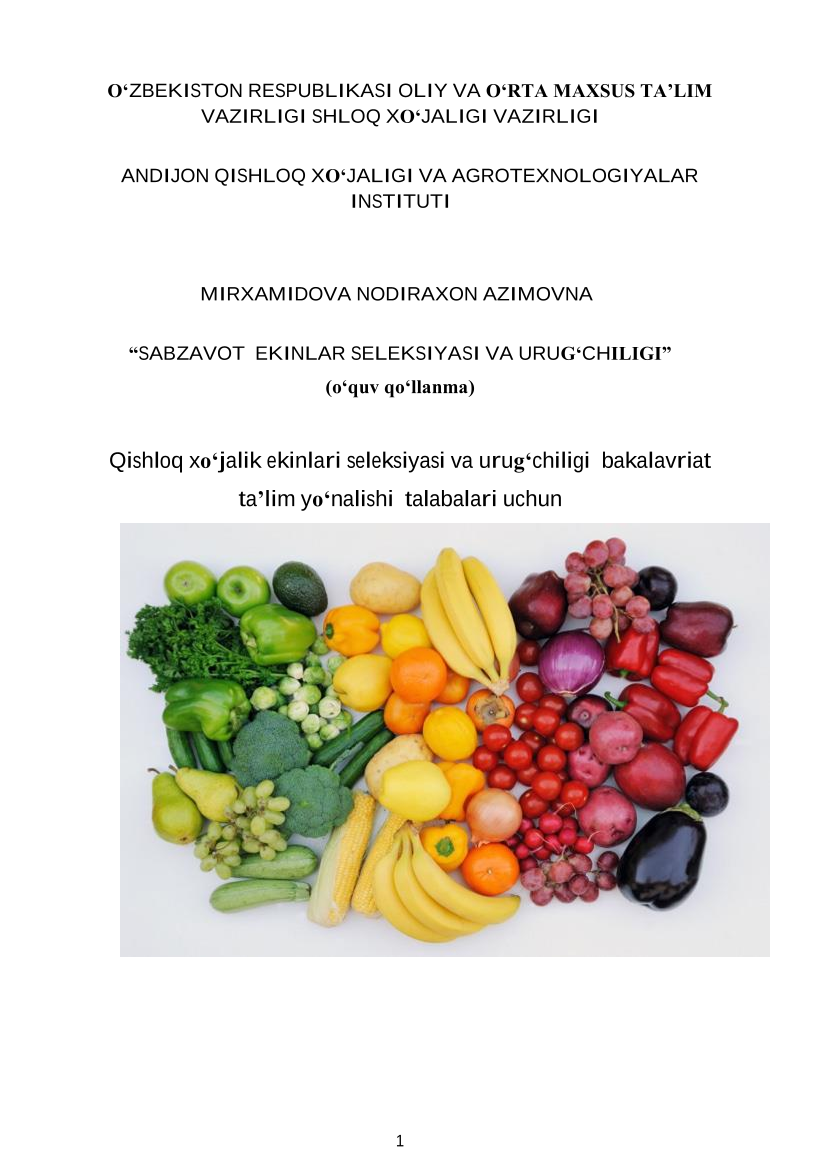 Sabzavot ekinlar seleksiyasi va urug'chiligi
