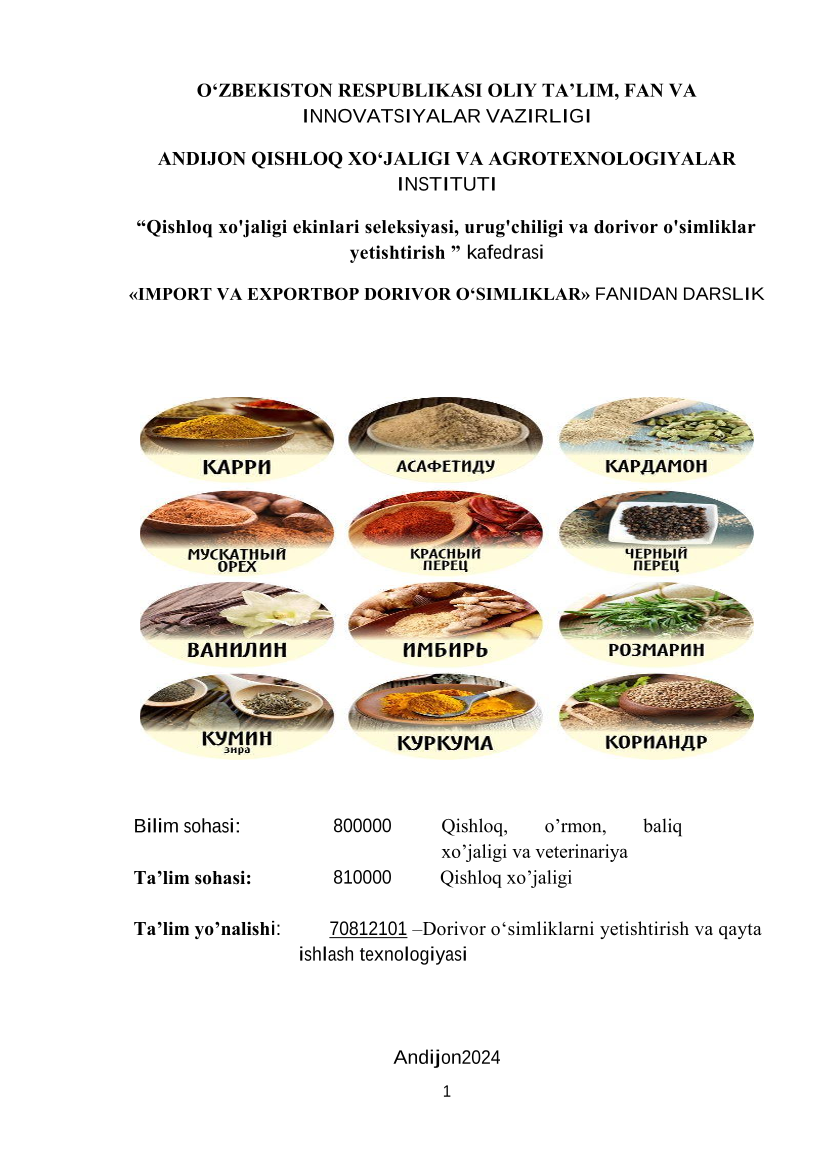 Import va exportbop dorivor o'simlik