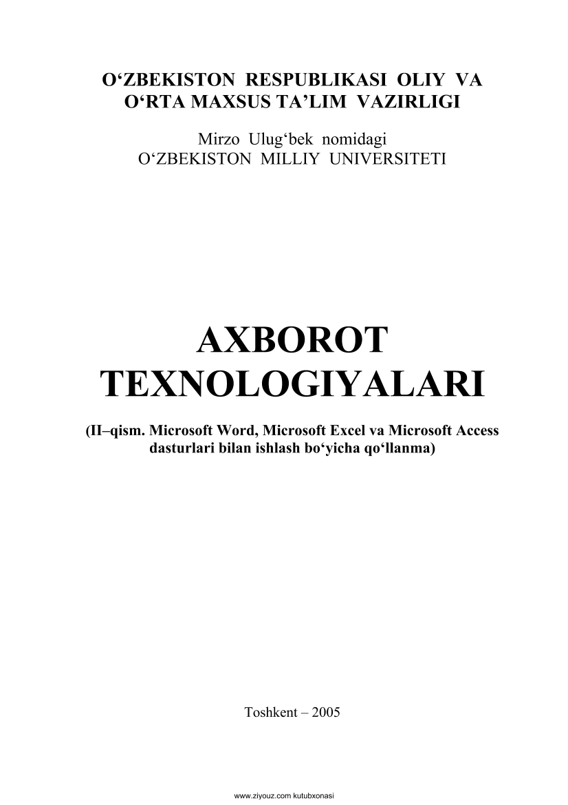 Axborot texnologiyalari 2-qism